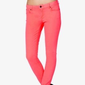 J. Crew Factory Neon Coral Jeans Matchstick Pink